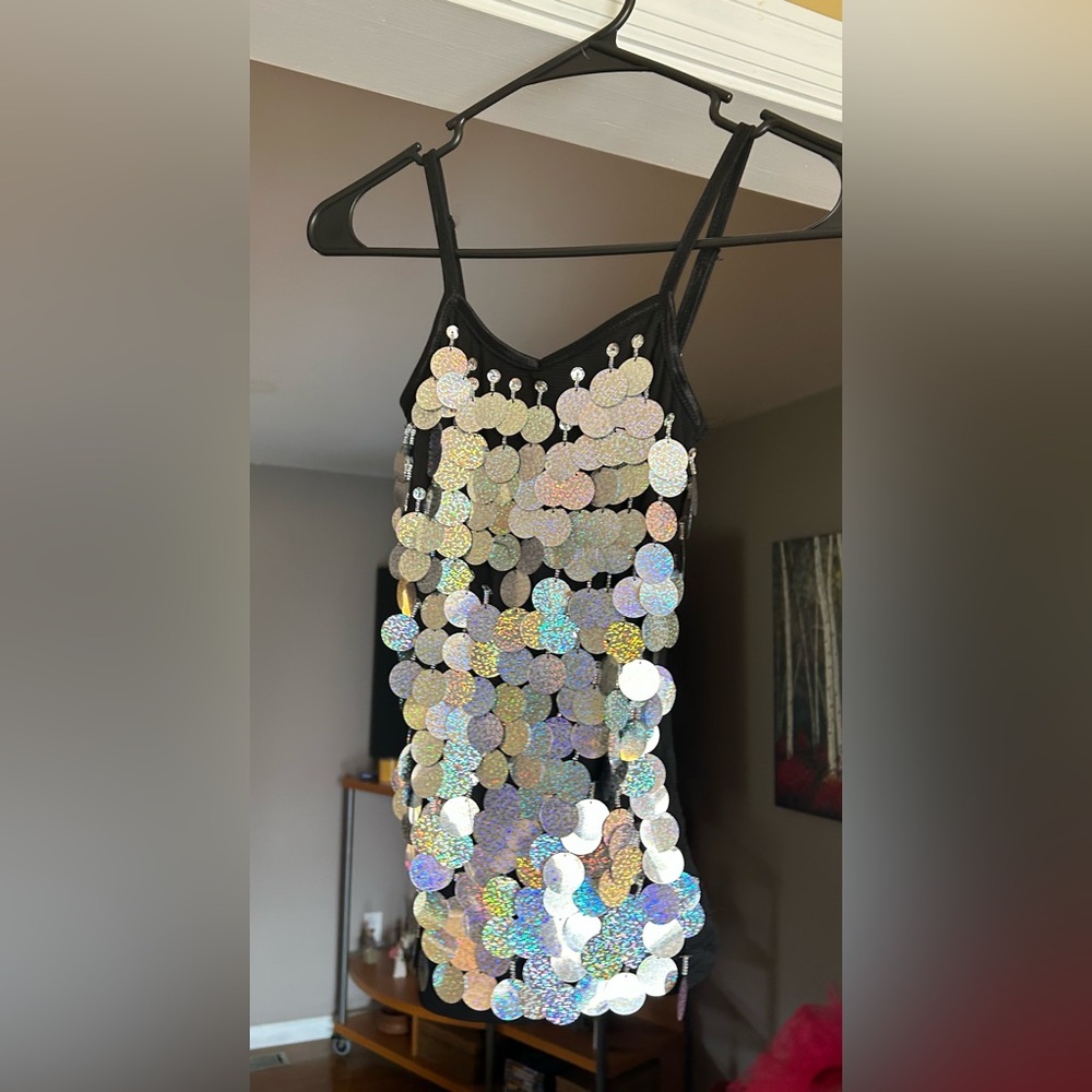 Tag 1000 Black tank top with sequins dance costume - child medium